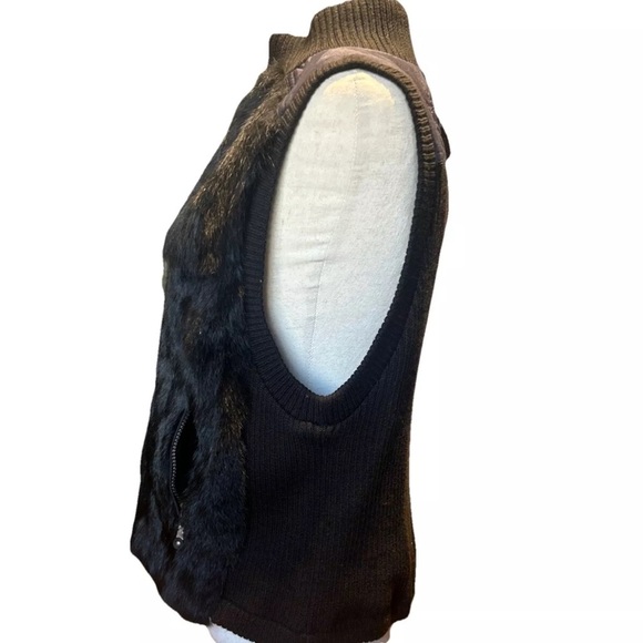 Jamie Sadock Black Rabbit Fur Sweater Vest W/pockets Size Large - Picture 3 of 8